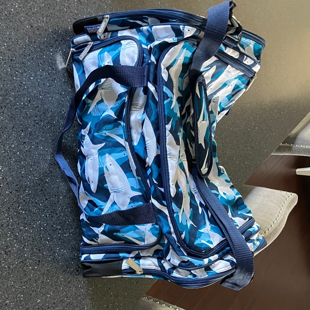 Blue Shark Print Kids Bag